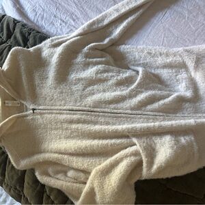 Anthropology Cozy Cream Zip-Up Sweater